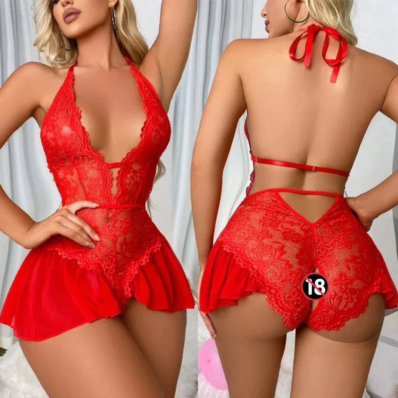 Lingerie Sexy Rendada Body SENSUAL com sainha em tule princesinha